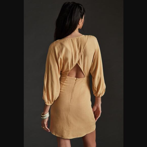 NWT Anthropologie Puff-Sleeve Wrap Mini Dress - Size 10 - Picture 3 of 6